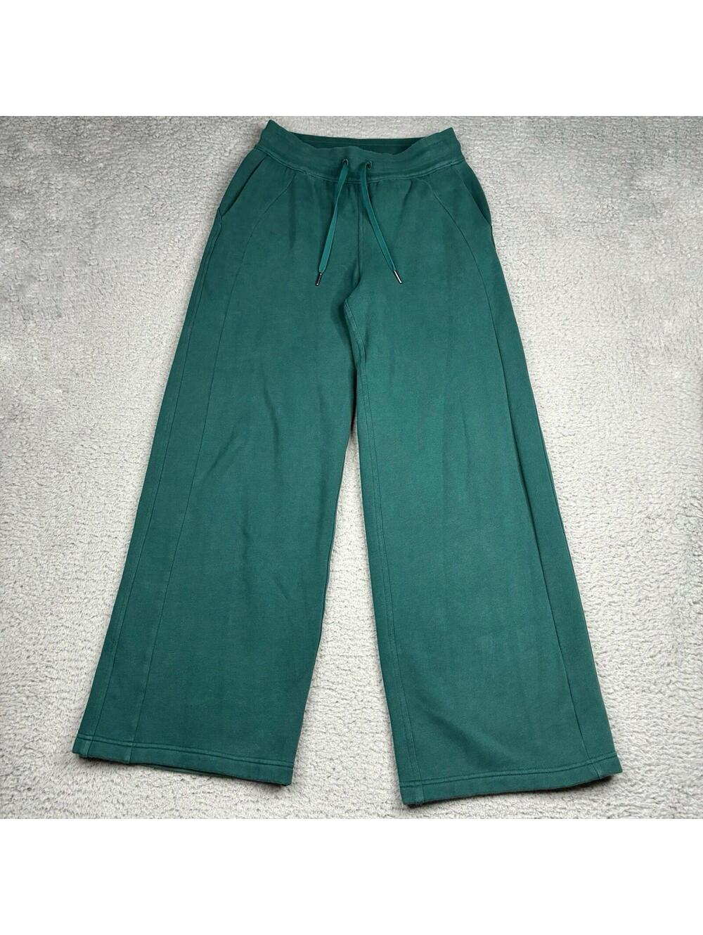 Lululemon Scuba Wide Leg Sweatpants Womens Small Green Teal High Rise LWSGEES